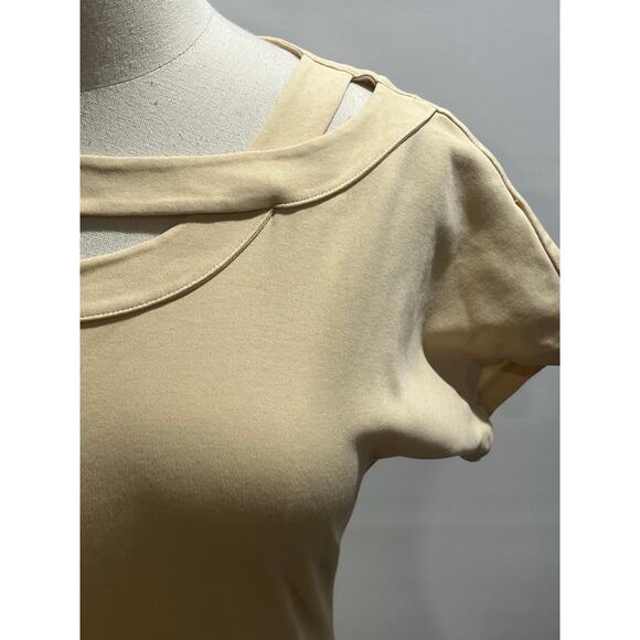 Paco Rabanne Vintage Yellow Stretch Short Sleeves Midi Dress 90’s Sz 9AR/6-8 - Picture 3 of 16